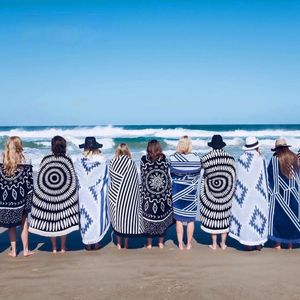 150 cm Microfiber Round Tassel Beach Handdoek Gedrukte Sneldrogend Sjaal Mat Yoga Mat