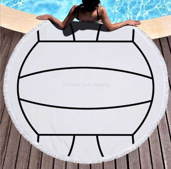 150 cm portable en plein air pliable serviette de plage basket-ball football volley-ball impression conception couverture piscine sommeil tapis pique-nique camping tampons