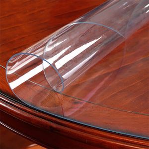 150cm PVC Table ronde Tapis Transparent Nappe imperméable Cuisine Modèle Table Couverture Verre Tissu doux Table à manger Tapis 210301