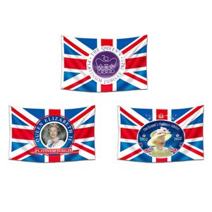 150 cm X 90 cm Jubileo de platino de la bandera de Elizabeth II Banner 70th Anniversary 2022 Union Jack Flag para Street Party Souvenir