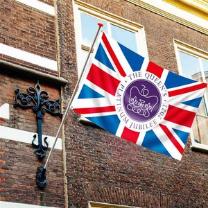 150 cm X 90 cm Platina Jubileum Van Elizabeth II Vlag Banner 70e Verjaardag 2022 Union Jack Vlag Voor Straatfeest Souvenir320S
