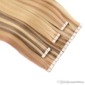 150g 60 stuks 18 20 22 24 inch Lijm Huid Inslag Tape in Human Hair Extensions INDIAN REMY Snelle levering 4 kleuren optie