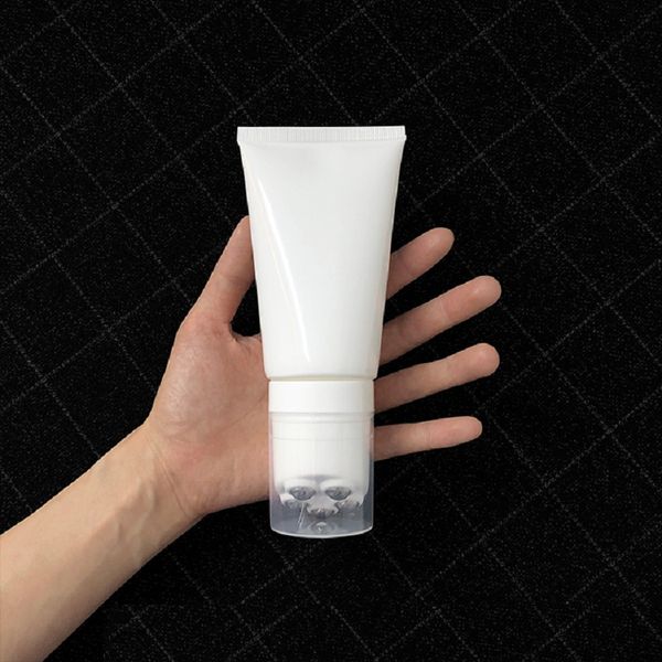 150 g/ml haute qualité blanc en plastique rouleau boule Tube cosmétique doux tuyau conteneur avec rouleau en métal presser corps Massage baignoire