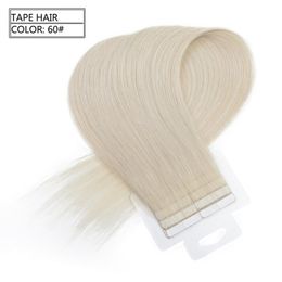 150 Gram 60 stuks 18 20 22 24 26 inch lijm huid inslag pu tape in human hair extensions indian remy snelle levering fabriek prijs gratis express