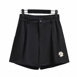 150kg Plus Taille Femme Été Casual Taille haute Short à jambes larges 5XL 6XL 7XL 8XL 9XL Short trapèze mince noir i5Rm #