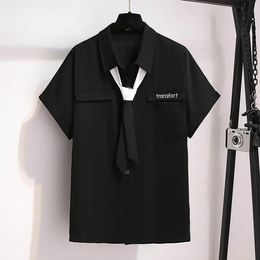Camisa holgada con bolsillo y cuello tipo Polo para mujer, talla grande de 150Kg, busto de 157cm, 6XL, 7XL, 8XL, 9XL, 10XL, manga corta, color blanco y negro, 240116