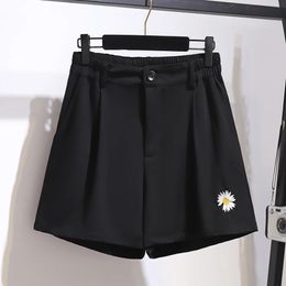 150 kg plus size dames zomer casual highwaisted wideleg shorts 5xl 6xl 7xl 8xl 9xl dunne aline zwart 240322