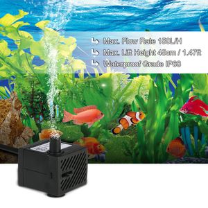 Pompe à eau submersible d'aquarium de 150L/H 180L/H 280L/H pour le réservoir d'air de poisson oxygénateur d'oxygène fontaines de table d'aquarium étang jardins hydroponique