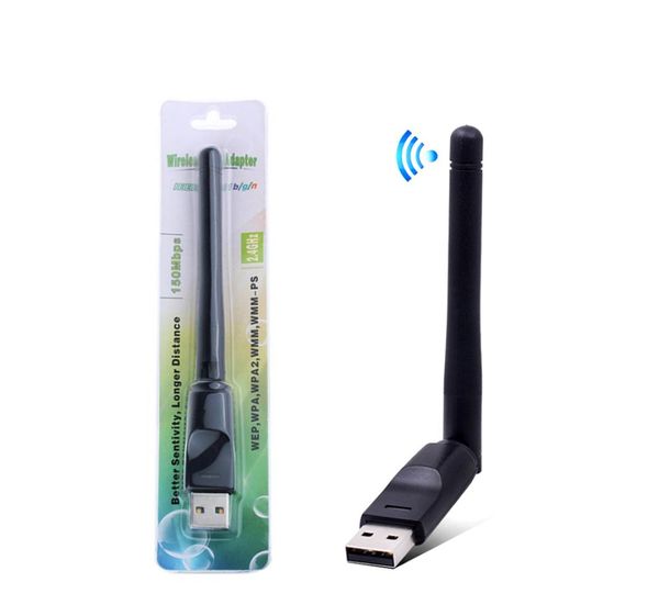 150Mbps MT7601 Tarjeta de red inalámbrica Mini Adaptador WiFi USB LAN RECEPTOR WIFI Antenna Dongle Antena 80211 BGN para PC Windows1790266