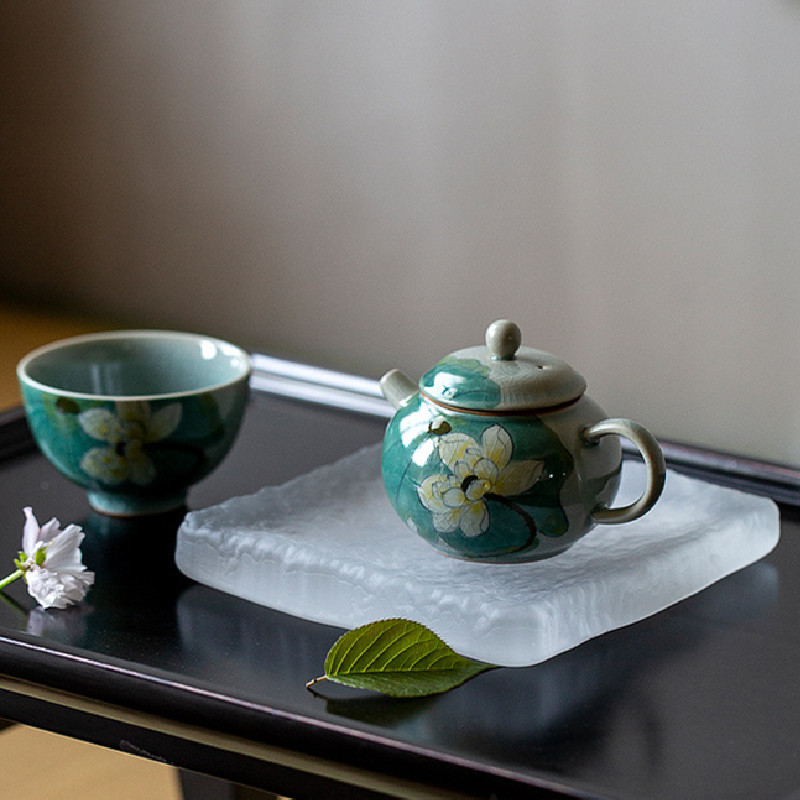 150ml Creative Ice Bracked Glaze Cerâmica Tule de leque de lótus Ponto de porcelana Pote doméstico Fazendo chá de chaleira Kung fu chá Teaset