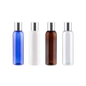 Bouteille cosmétique rechargeable vide de 150 ml bouteille de lotion ambre bleu blanc avec couvercle à vis en argent contenant de shampooing pour cosmétiques