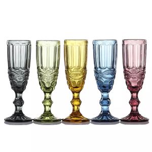 150 ml Europese stijl reliëf glas in lood 4 kleuren Water Wijnbierglazen Lamp Dik Goblets Cocktail Fluit Glassware Ocean Vracht
