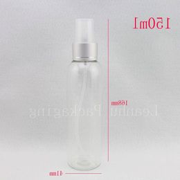 Flacon pulvérisateur rond transparent de 150 ml x 40 avec pompe, pulvérisateur de brouillard de bouteille en plastique transparent vide, emballage cosmétique rechargeable Iexxm