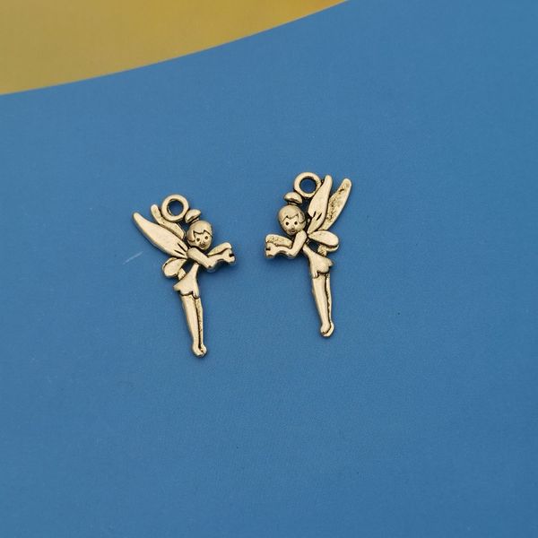 150 Uds. Colgante de plata antigua con forma de hada y Ángel para pulsera, accesorios para hacer joyas, A-381