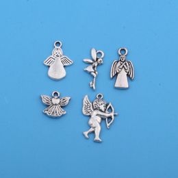 150pcs antiguos colgantes de ángeles de mezcla de plata para joyas de bricolaje que fabrican pulsera de collar A-431