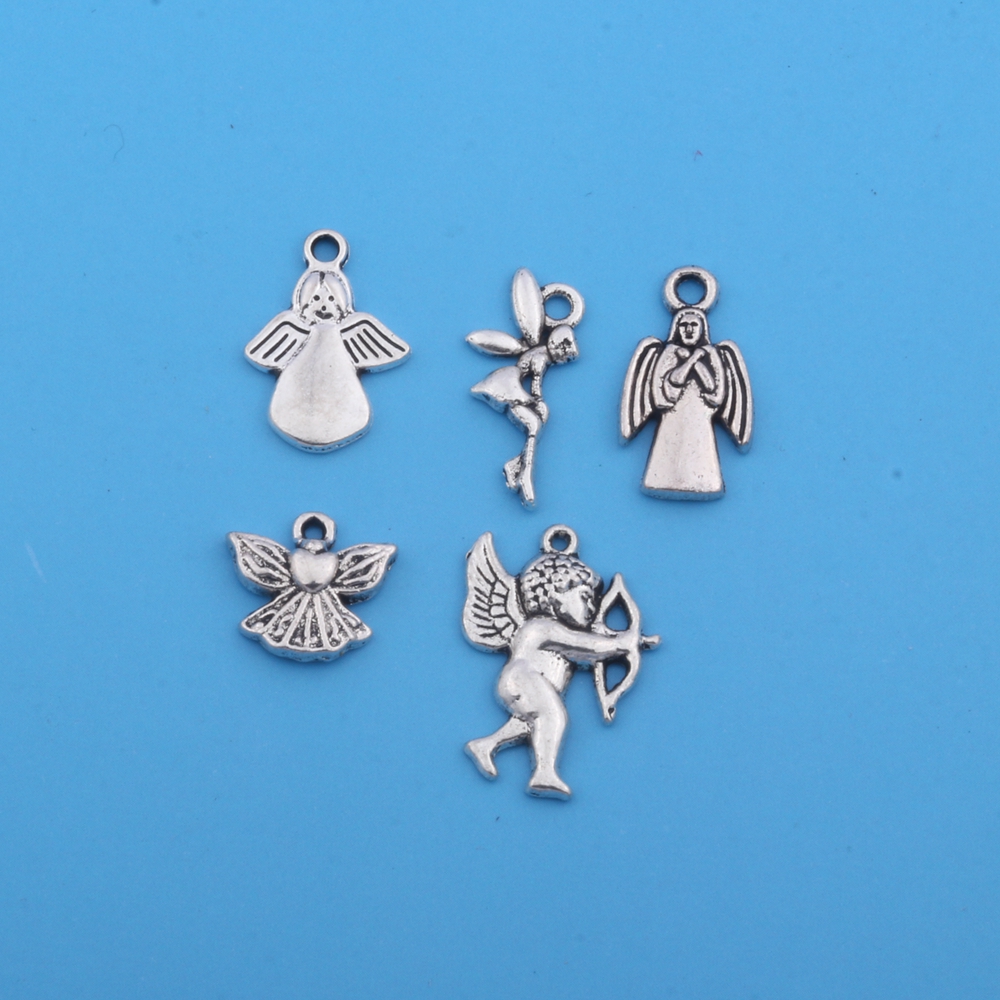 150 шт., античное серебро, подвески в виде ангела, подвески для самостоятельного изготовления ювелирных изделий, ожерелья, браслета A-431