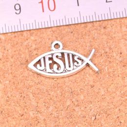 150 pièces Antique argent plaqué poisson jésus pendentifs à breloques pour Bracelet européen fabrication de bijoux bricolage à la main 25*14mm