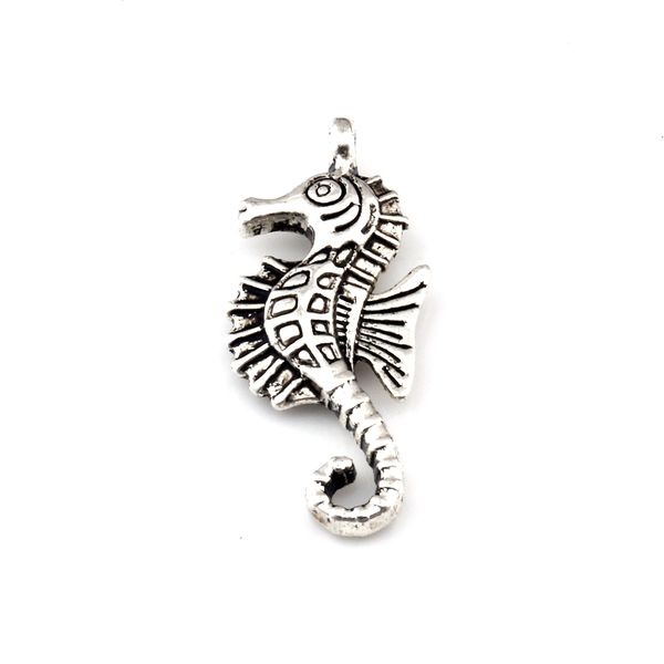 Hippocampus Seahorse encanta colgantes para joyería haciendo pulsera collar accesorios de bricolaje 11.5x28mm plata antigua 150pcs A-166