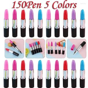 150pcs Lipstick Shape Pen Ballpoint Point Écriture Pens Multi-Color Cute Ball Novely Office Stationery Gift