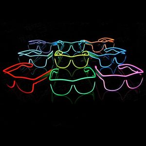 Party DJ Bright Glasses Strips50150pcs / lot Doble color azul El Glass Wire Fashion Neon LED Light Up Obturador en forma de Glow Rave Costume