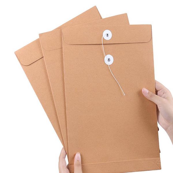 150pcs/lote Grande de papel Kraft A4 Bolsa de documento A4 Carpeta de archivo para almacenamiento de la oficina Al por mayor