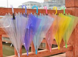 150 pièces parapluies transparents parapluies en PVC Transparent longue poignée 6 couleurs SN63619995763
