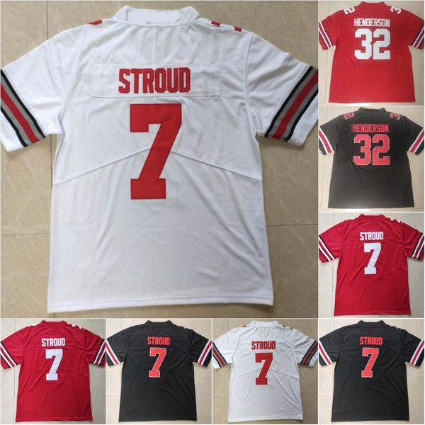 # 32 TreVeyon Henderson # 7 C.J. Stroud College # 11 Jaxon Smith-Njigba # 45 Archie Griffin # 2 JK Dobbins Chase Young Chris Olave # 1 Justin Fields Maillots Noir Rouge Blanc