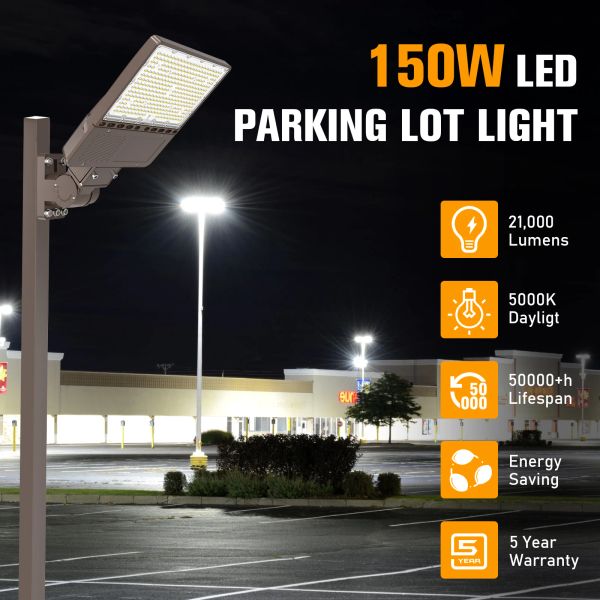 Éclairage de parking 150W AC100-277V IP65 extérieur imperméable 5 ans Garantie UL DLC Zone répertoriée Pole LED LED LED