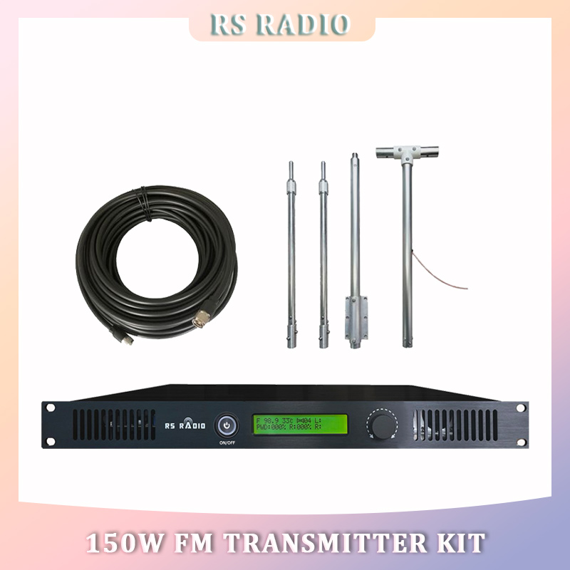 Kit transmissor fm 150w, equipamento de transmissão de rádio e tv para estação de rádio