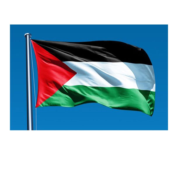 Drapeaux palestiniens 150x90cm, impression numérique nationale du pays, 100% Polyester, simple face avec 80% de fond perdu, extérieur et intérieur