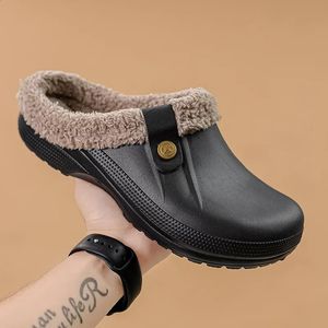 151 Mule Clogs Men Waterdichte Winter Winter Warm unisex bont huiskamer slippers trend indoor vloerschoenen dia's voor vrouwen 231109 257