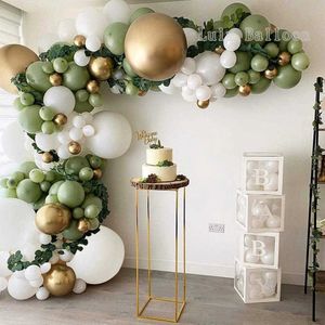 151 pièces or blanc Vintage vert ballon guirlande arc pour mariage douche nuptiale fête anniversaire Festival Decoation 210626