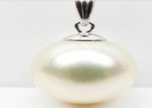 1516 mm en mer du Sud Naturel Perfect Round Shell Perle Pendant 14K Or blanc3329572