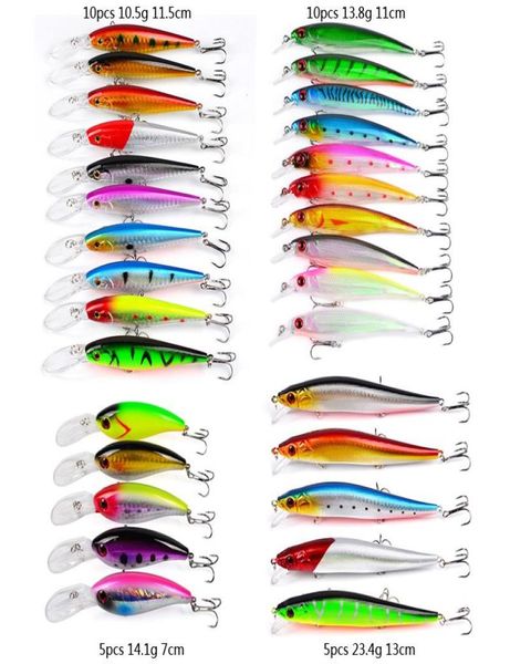 15202530 PCSLOT Fishing Lere Lure Set Minnow Popper Crankbait Wobblers Isca Couleur mixte Bait artificiel pêche Pesca Fu4017273045