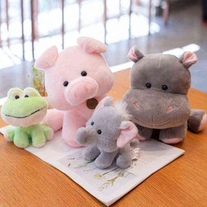 152030cm 10 Styles Cartoon Frog Elephant Husky Pig Tiger Plush Toys Gevulde Soft Shake Head Dierlijke poppen voor verjaardagdecor J220729