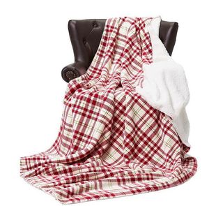 152 cm * 230 cm manta de franela de lana a cuadros mantas de rayas suaves y cálidas alfombra doble capa de felpa ropa de cama portátil pañales GGA2672