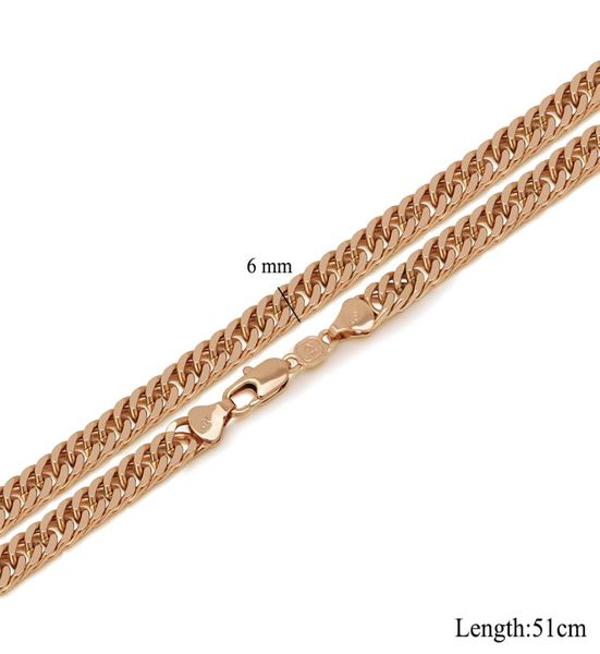 152N 50 cm x 6 mm 20 pouces Hiphop Chaîne cubaine 18K Colliers plaqués or pour hommes bijoux de mode nickel 1457118