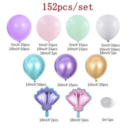 152pcs/set Diy Mermaid thema Ballonet baby kinderen verjaardagsfeestje afstuderen Ceremonie bruiloft decoratie krans latex ballonnen