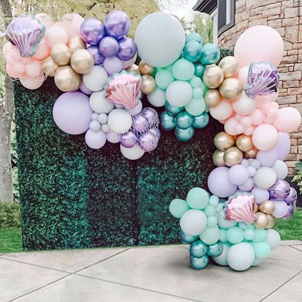 152 unids/set DIY sirena conjunto de globos temáticos bebé niños fiesta de cumpleaños ceremonia de graduación decoración de boda globos de corona