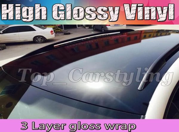 152x20m 3 capas de vinilo negro brillante revestimiento para coche pegatina burbuja de aire negro piano brillante calidad superior foil3752812