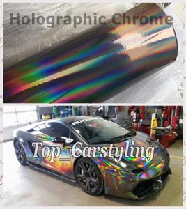 152x20m argent noir holographique laser chromée en vinyle irisé en vinyle wrap avec air 2 couleur disponible enveloppe graphique FOI4615547