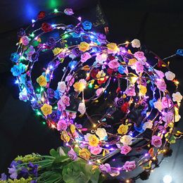 1530pcs LED Flower couronne de fleur lumineuse Cheveux Couronne Marriage Floral Headpice Luminous Bandband Birthday Party Supplies 240506
