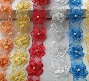 15362 Perle fleur Soluble Organza dentelle garniture tricot mariage brodé bricolage à la main Patchwork ruban couture fournitures artisanat 1770680