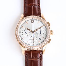 1538420 Diamanten Luxe Heren Horloge ETA7750 Automatische Chronograaf Beweging Sapphire Crystal Gentry Horloge Lichtgevende Handen
