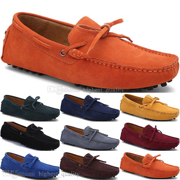 155 Nouvelle Mode Hommes Casual Chaussures En Cuir Style Britannique Printemps Couple Véritable Peas Scrub Men Drive Paresseux Couvre-chaussures Extérieur Confortable Respirant Noir Jaune