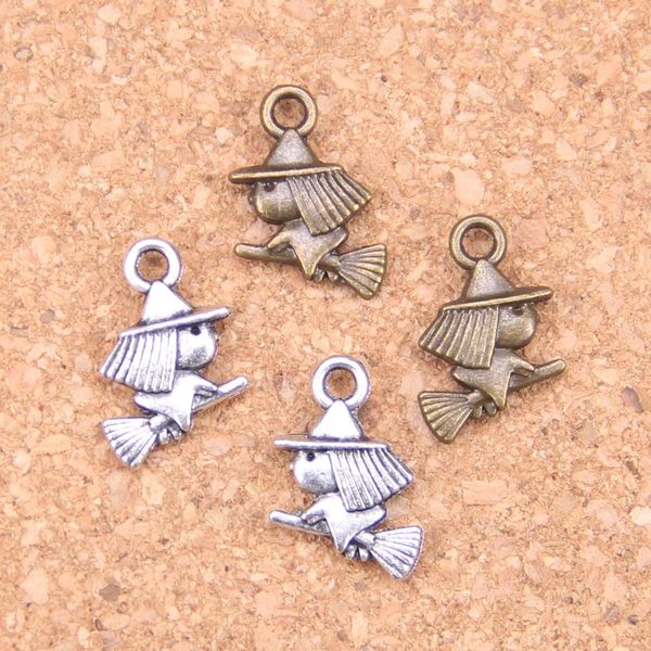 155 pcs Antique Argent Plaqué Bronze Plaqué mignon sorcière équitation balai halloween Charmes Pendentif DIY Collier Bracelet Bracelet Conclusions 16*12