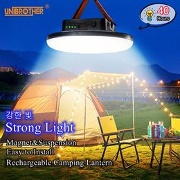 Lanterne de camping LED rechargeable de 15600 mAh avec aimant, lumière forte, zoom, lampes de poche portables, lumières de tente, éclairage de réparation de travail 240329