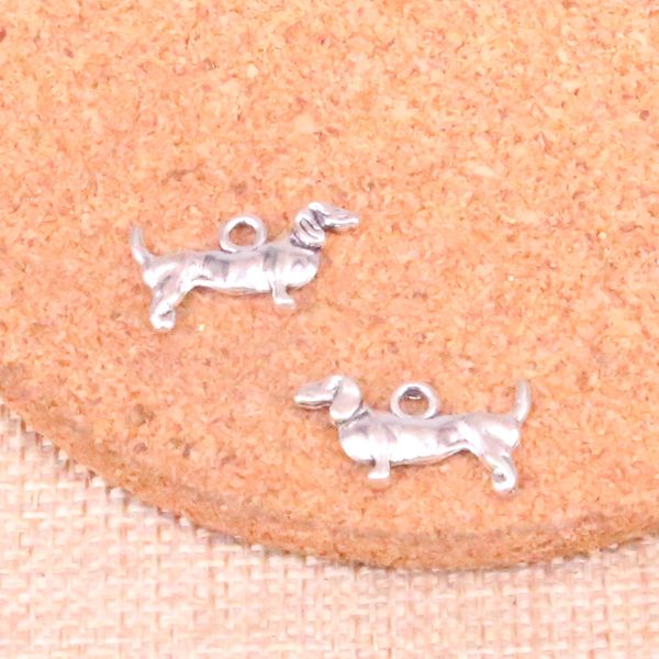 158 pièces breloques chien 10*18mm Antique faisant pendentif ajustement, argent tibétain Vintage, bijoux faits à la main bricolage