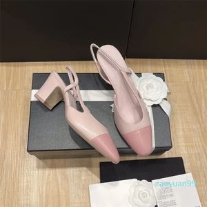 15a Designer Sandals Channel Slides schoenen Kleine geur nieuwe kleur bijpassende Franse dikke hak