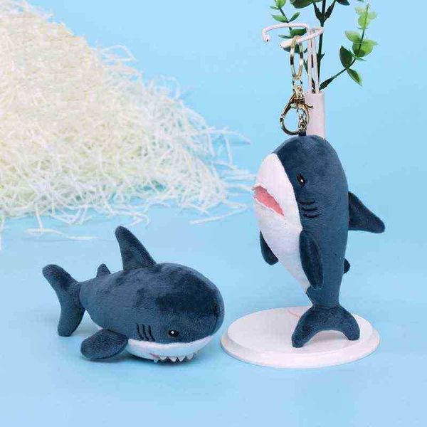 15 cm lindo simulación tiburón peluche llavero colgante juguetes suave dibujos animados ballena llena muñeca mochila llavero bolsa colgante regalos para niños J220729